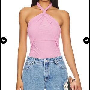 Ronny Kobo Collection Pink Crisscross Bodysuit